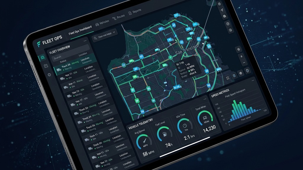 GPS & Fleet Telematics Platform Dashboard Tablet